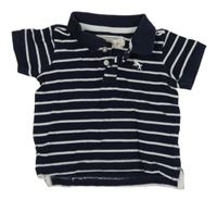 Tmavomodro-biele pruhované polo tričko s výšivkou H&M
