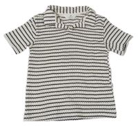 Smetanovo-černé pruhované pletené polo tričko H&M