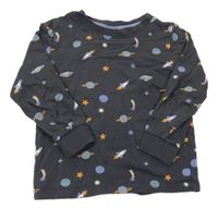 Tmavosivé pyžamové tričko s planetami H&M