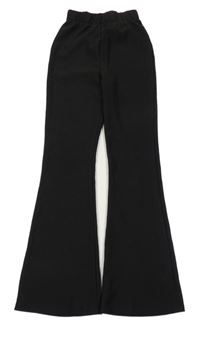 Černé žebrované flare kalhoty Primark