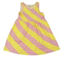 Žlto-ružové pruhované bavlnené šaty H&M