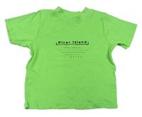 Zelené rebrované tričko s nápisom River Island