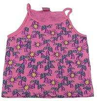 Ružový crop top s palmami Girl2Girl