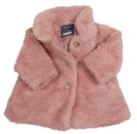 Svetloružový huňatý podšitý kabát Primark