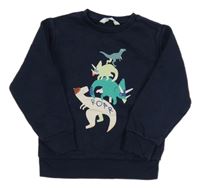 Tmavomodrá mikina s dinosaurami M&S