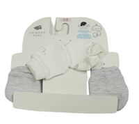 Nové - 2x - Šedé + bílé rukavice Primark