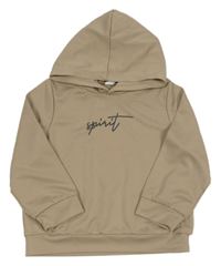 Béžová mikina s nápisom a kapucňou Shein