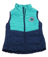 Zeleno-tmavomodrá funkčná šušťáková prešívaná zateplená jezdecká vesta Crane