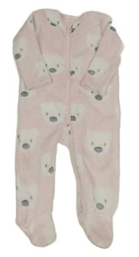 Světlerůžový chlupatý overal s medvídky Nutmeg