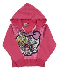 Růžovo-světlerůžová propínací mikina Monster High s kapucí 