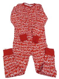 Červený overal s vánočními nápisy St. Bernard