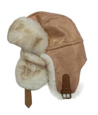 Starorůžovo-zlatá semišová zateplená beranice