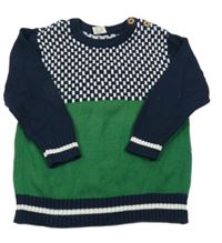 Tmavomodro-zeleno-biely sveter Alana