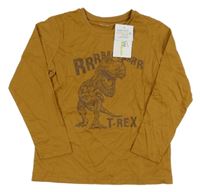 Nové - Béžové triko s dinosaurem Vertbaudet 