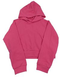 Ružová crop mikina s nápisom a kapucňou Shein