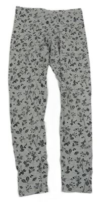 Šedé melírované legíny s kytičkami Primark