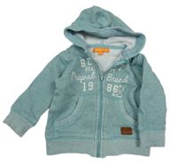 Světlezelený propínací svetr s nápisem a kapucí Staccato