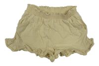 Béžové bavlněné kraťasy a volánky Tu