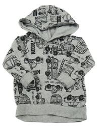 Sivá mikina s autami a kapucňou Matalan