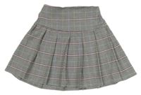 Čierno-bielo-ružová kockovaná skladaná sukňa Shein