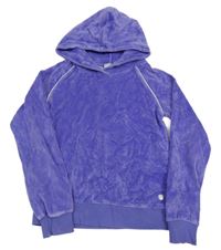 Fialová zamatová mikina s prúžkami a kapucňou Tom Tailor