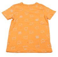 Neonově oranžové tričko s korunkami Hema