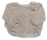 Starorůžovo-biela pruhovaná oversize mikina s nápisom M&S