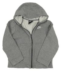 Šedá melírovaná propínací mikina s kapucí Nike 