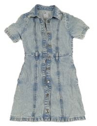 Světlerůžové propínací riflové šaty s límečkem Denim Co. 