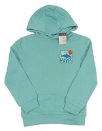Nové - Tyrkysová mikina se žralokem a kapucí Primark