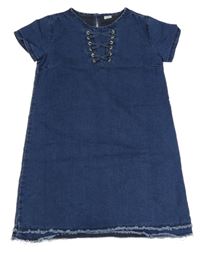 Tmavomodré riflové šaty se šněrováním Next 