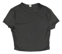 Tmavosivé crop tričko Shein