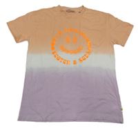 Oranžovo-bielo-fialové tričko so smajlíkom Scotch&Soda