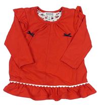 Červené šaty s mašličkami a volánikmi KANZ