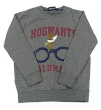 Tmavosivá melírovaná mikina s okuliarmi a nápismi a překlápěcími flitry - Harry Potter