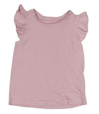 Svetloružové tričko s volánikmi PRIMARK