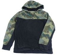 Černo-khaki/army mikina s kapucí Nutmeg