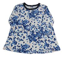 Bielo-modro-tmavomodro-ružové vzorované teplákové šaty PETIT BATEAU