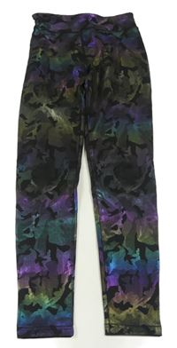 Čierno-farebné army trblietavé športové legíny St. Bernard