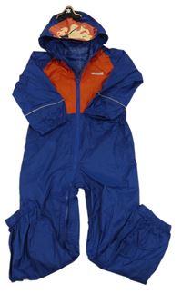 Tmavomodro/oranžová šušťáková nepromokavá funkčná kombinéza s kapucí - pirát zn. REGATTA