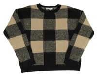 Černo-béžový kostkovaný crop svetr PRIMARK