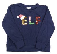 Tmavomodrá mikina s nápisom s flitry - elf MANGUUN