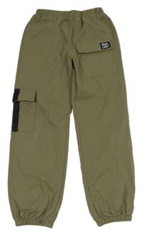 Khaki cuff šusťákové kalhoty s kapsou 
