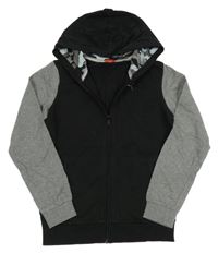 Černo-šedá propínací mikina s logem a kapucí PUMA