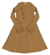 Hnědé žebrované úpletové šaty s gombíky LIPSY LONDON