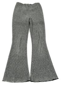 Černo-stříbrné melírované žebrované flare kalhoty Matalan