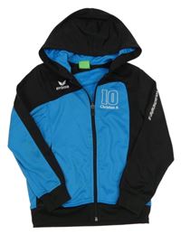 Modro-čierna prepínaci športová mikina s číslom a logom a kapucňou erima