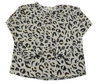 Sivo-čierno-béžové vzorované tričko