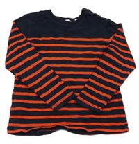 Tmavomodro-červený pruhovaný melírovaný svetr COUNTRY ROAD