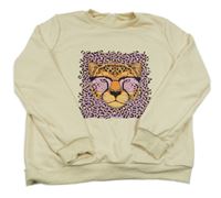 Vanilková mikina so šelmou a vzorom